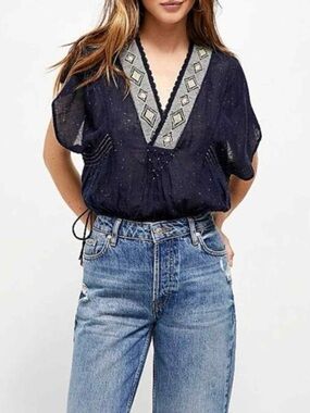 Like a Breeze Boho embroidered crop top by Free People